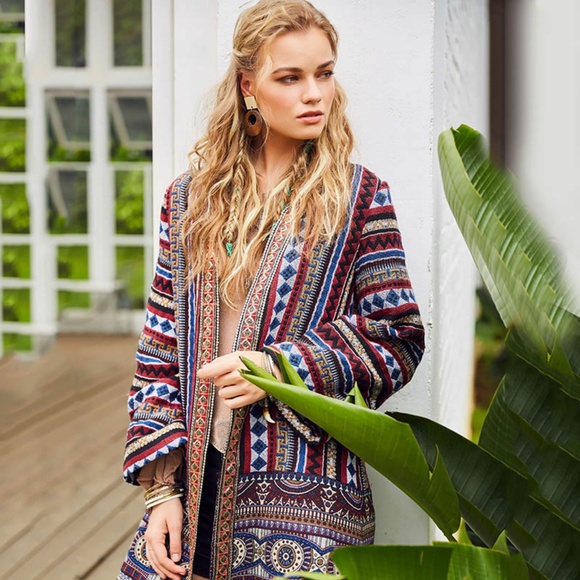 🎉HP🎉 Bohoartist Embroidered Fringe Sequin Coat - Picture 5 of 8